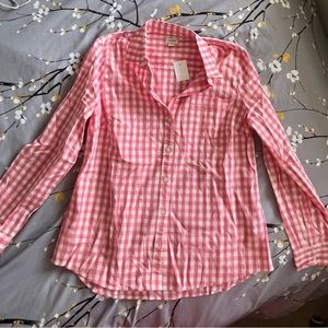 J. Crew pink gingham button down NWT